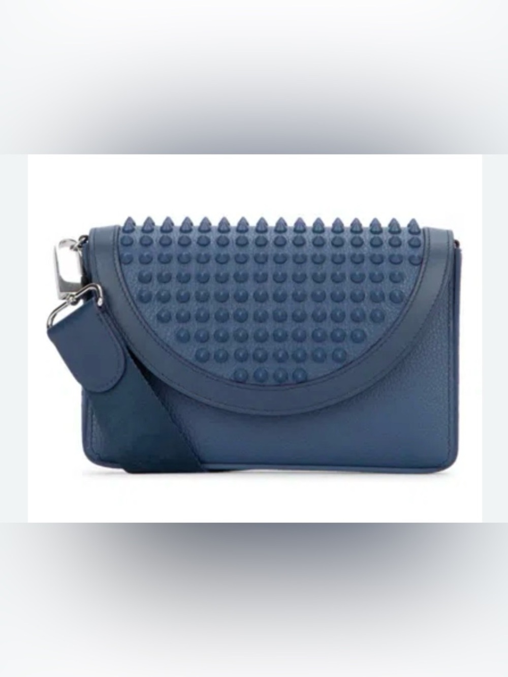 Christian Louboutin Blue Studded Half-Moon Shoulder Bag